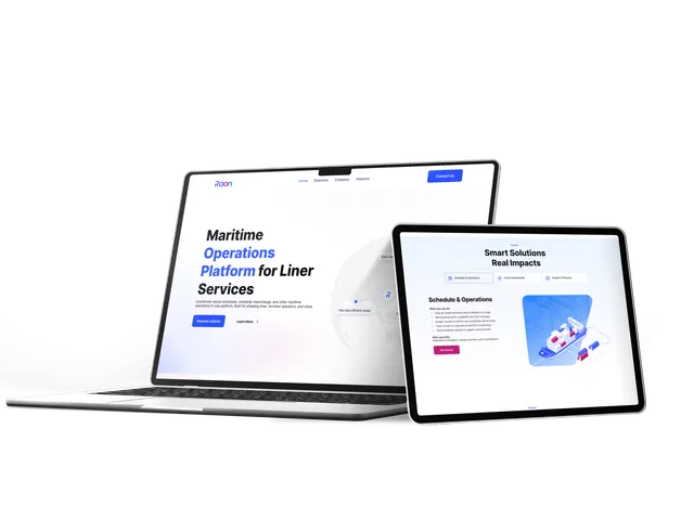 Logistics company website mobile and secondary page layout