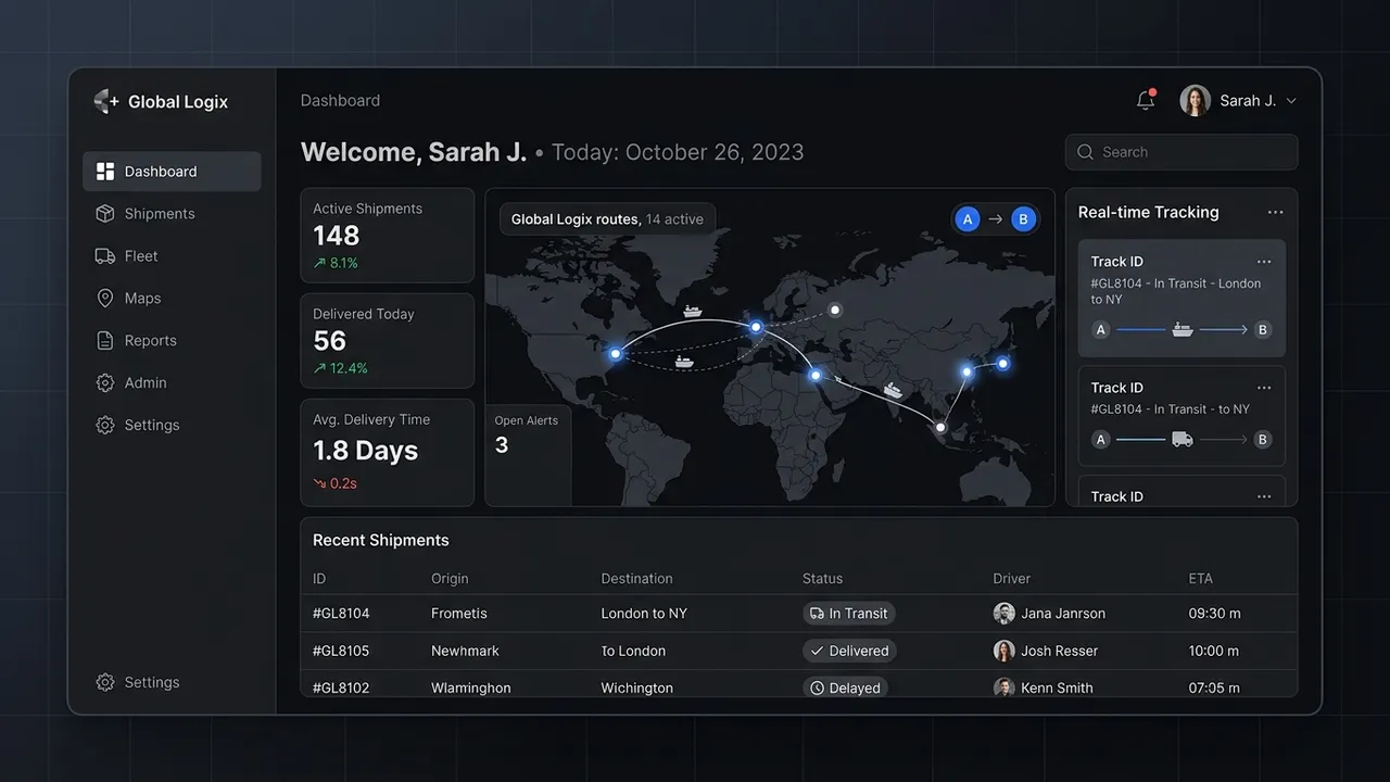 Logistics Company Website Hero Showcase