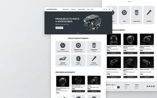 Detailed product page for high-performance brake kits