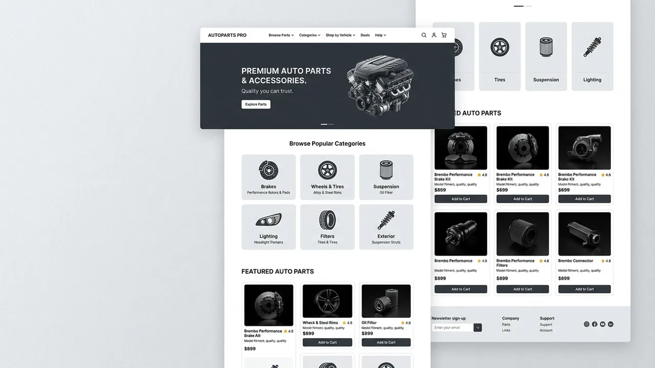 Auto Parts Shopping Platform Hero Showcase