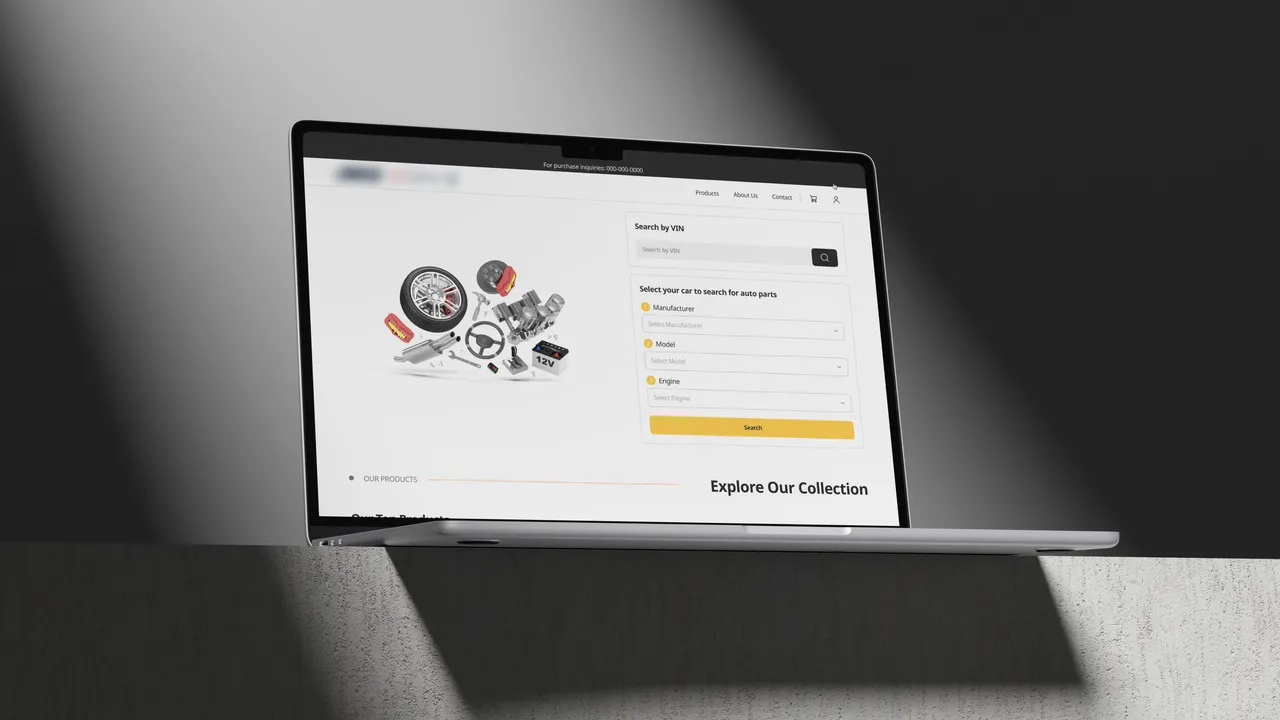Automotive Parts E-commerce Website Hero Showcase