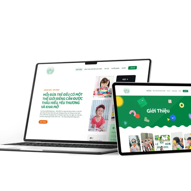 Preschool portal displayed on laptop and tablet side-by-side